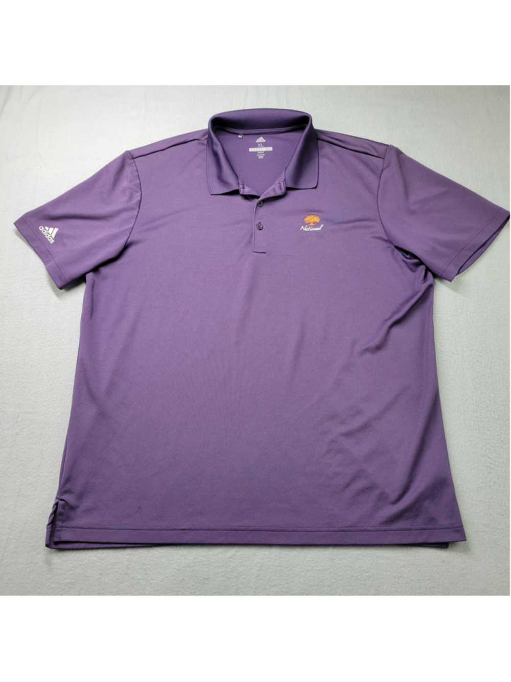 Adidas Polo Shirt Mens Size XL Purple Oak Tree National Logo Golf Short Sleeve